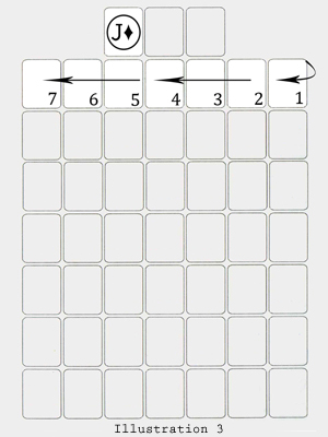 Tablet showing how to move down a row and continue counting right to left